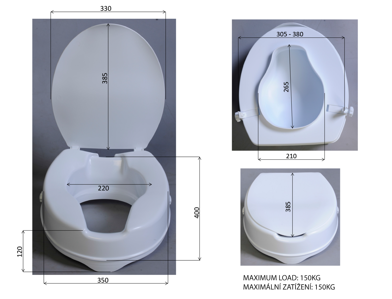 Sapho Handicap verhoogde toiletbril met deksel wit
