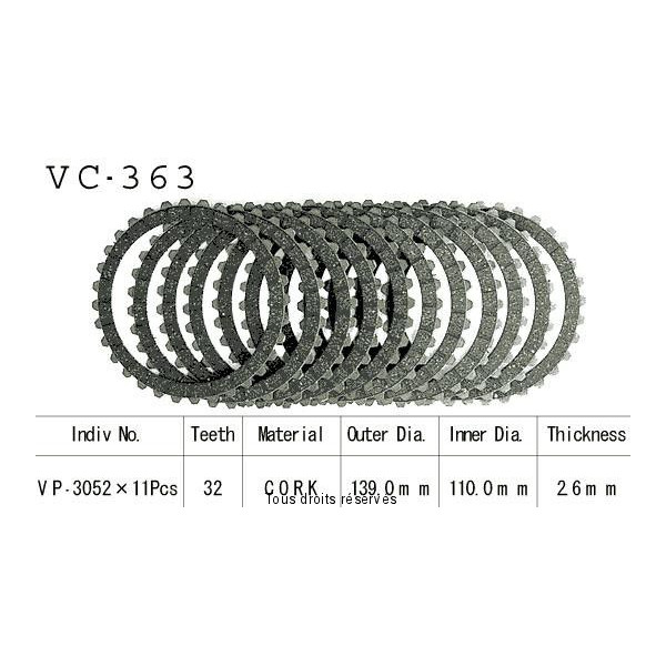 Kyoto - Disques garnis d'embrayage VC363