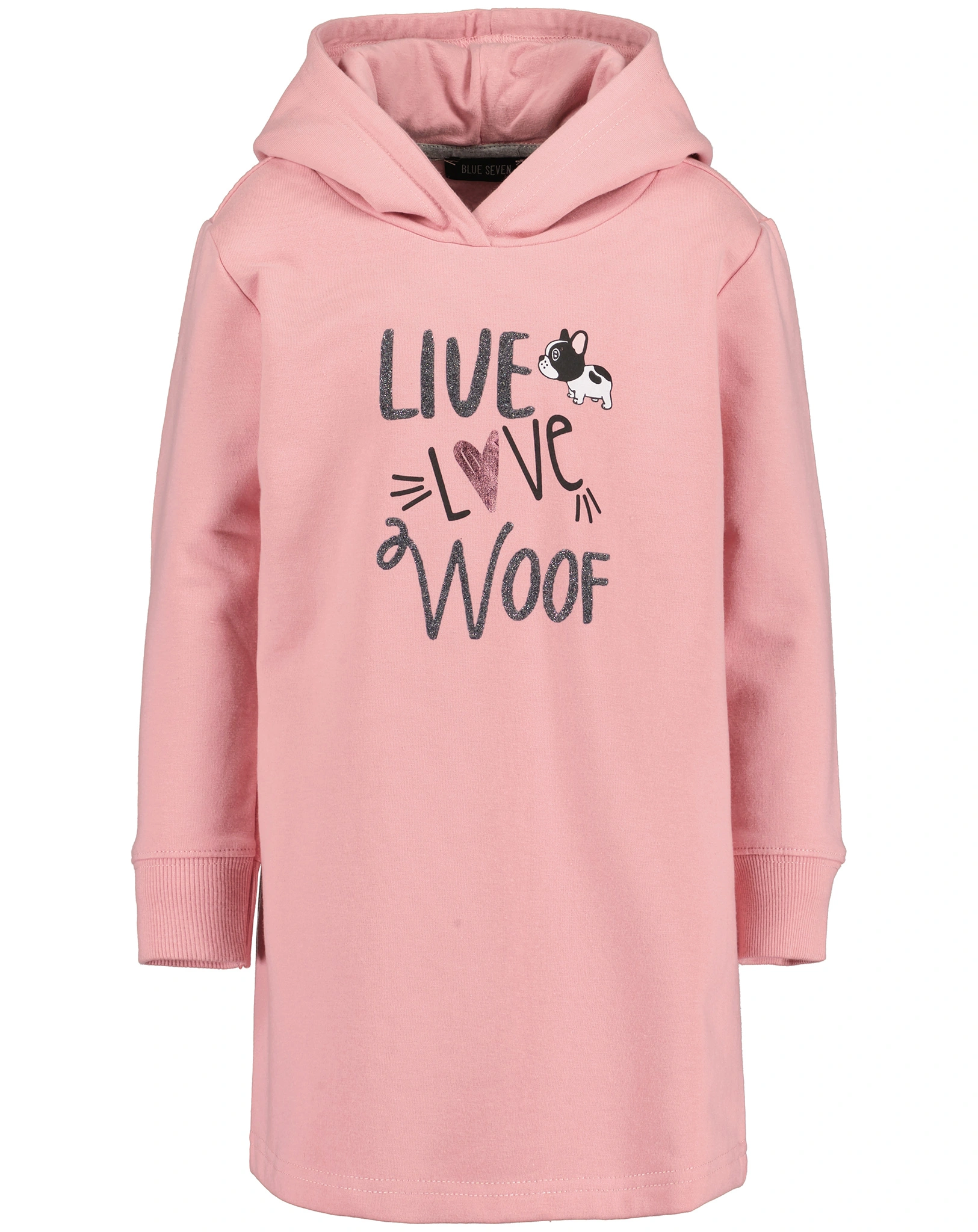 Kapuzen-Sweatkleid LIVE LOVE WOOF in mauve