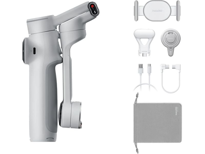 Insta360 Gimbal Flow 2 Pro Creator-Paket Grau Ultimativer Kl-Tracking-Stabilisator mit Spotlight, magnetischer Handyhalterung und USB-C-Ladekabel