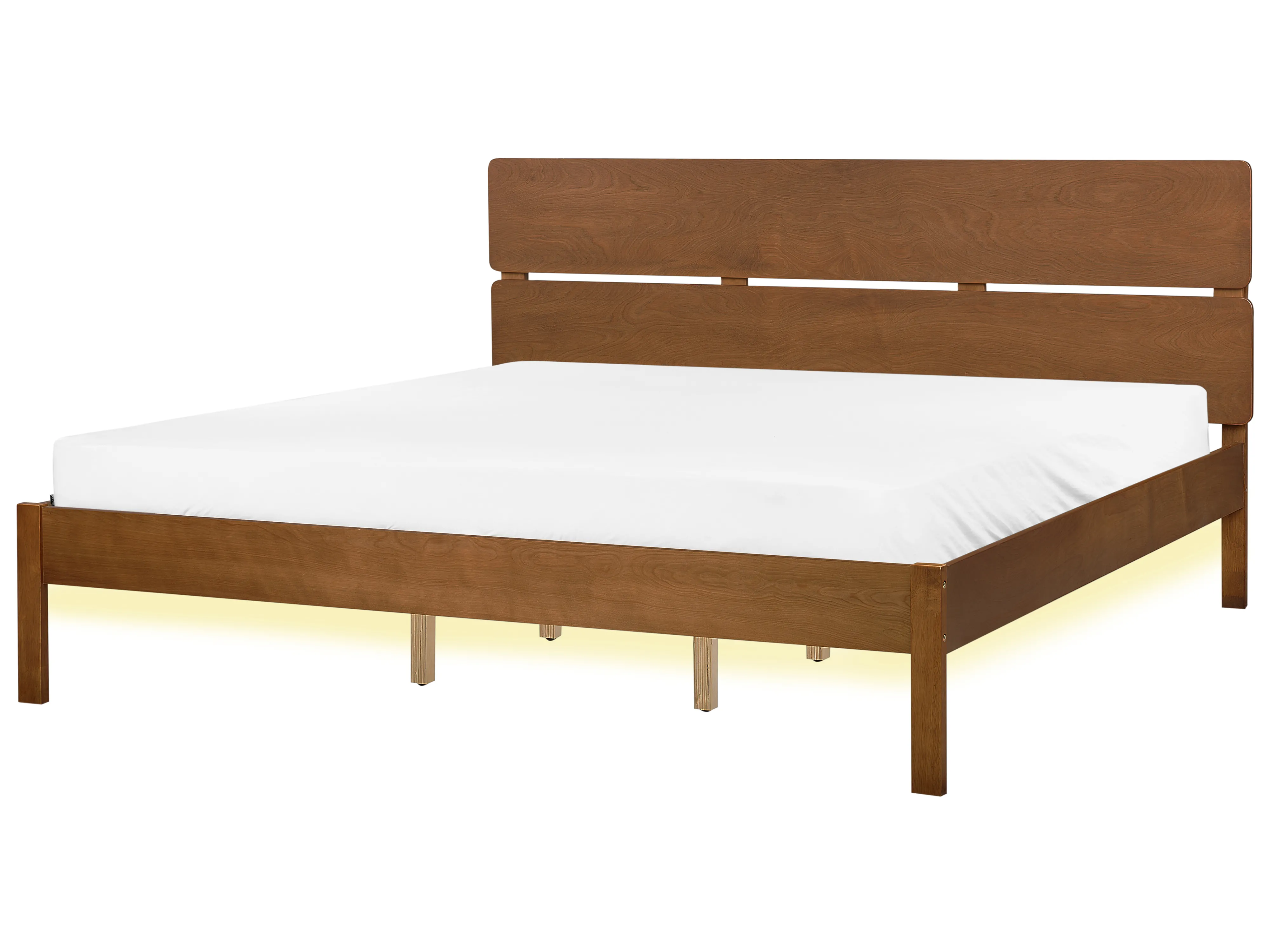 Bed met LED-verlichting Hout BOISSET 180 x 200 cm Donkerbruin