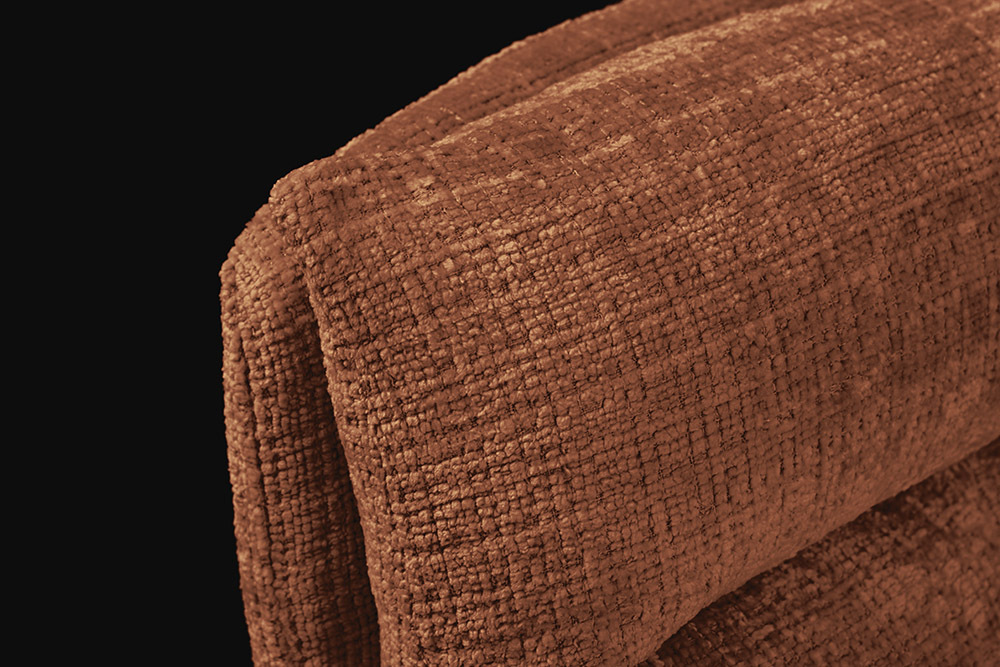 Drehbarer Stuhl BIG GEORGE rost braun Chenille Cremona natur Buchenholz mit Armlehnen