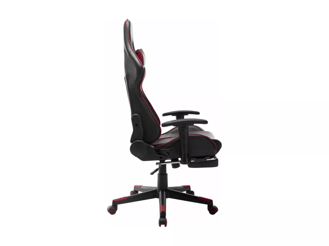 Chaise de jeu avec repose-pied Noir et bordeaux Cuir artificiel