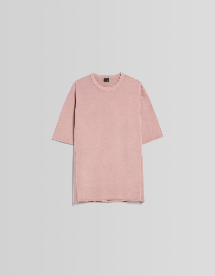 Camiseta desbotada de manga curta
