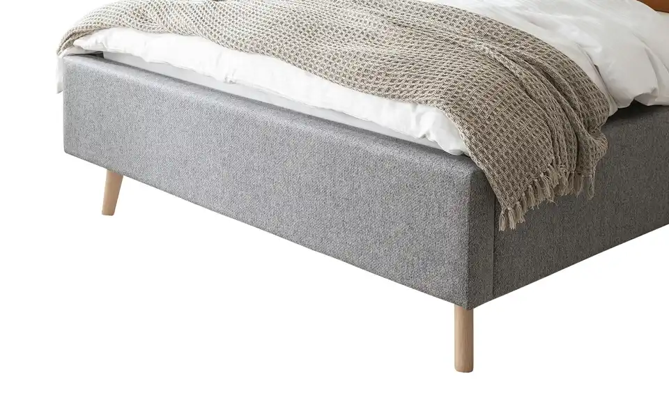 Polsterbett Grau 140 cm ohne Bettkasten Eiche