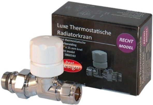 Best-Design - Luxe Thermostatische Radiatorkraan - Recht - 1/2x15mm