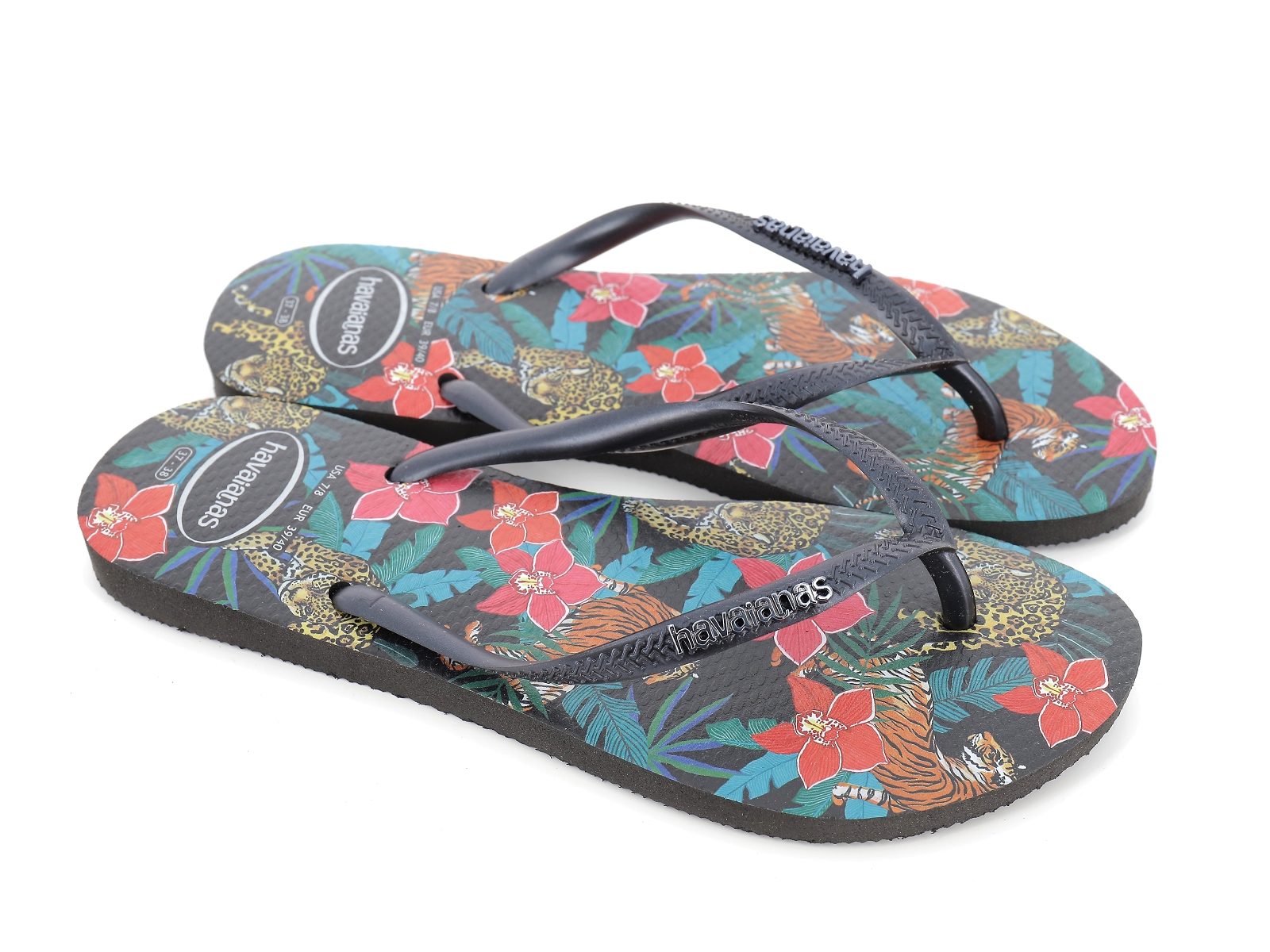 Havaianas-SLIM TROPICAL Plastique Noir-Bleu