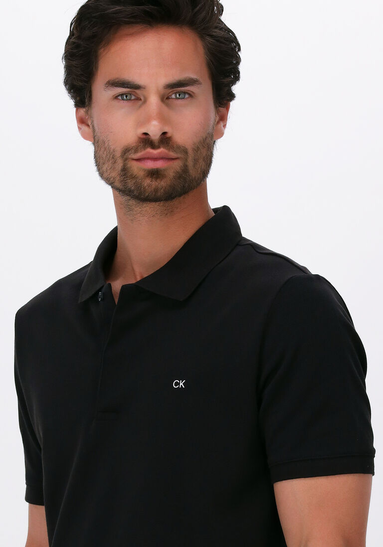 CALVIN KLEIN zwarte calvin klein polo stretch pique slim polo