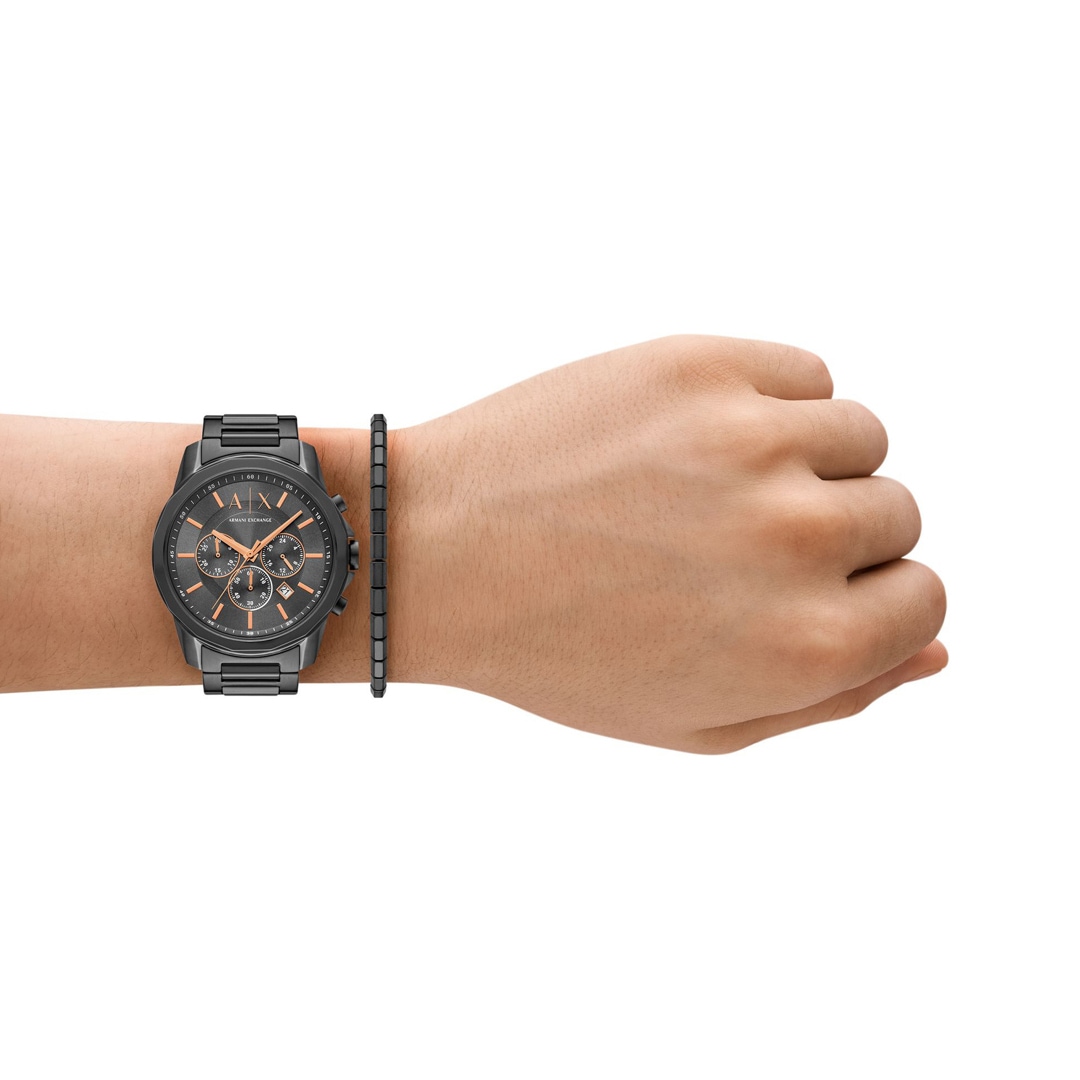 Armani Exchange Banks Chronograph Gunmetal Set