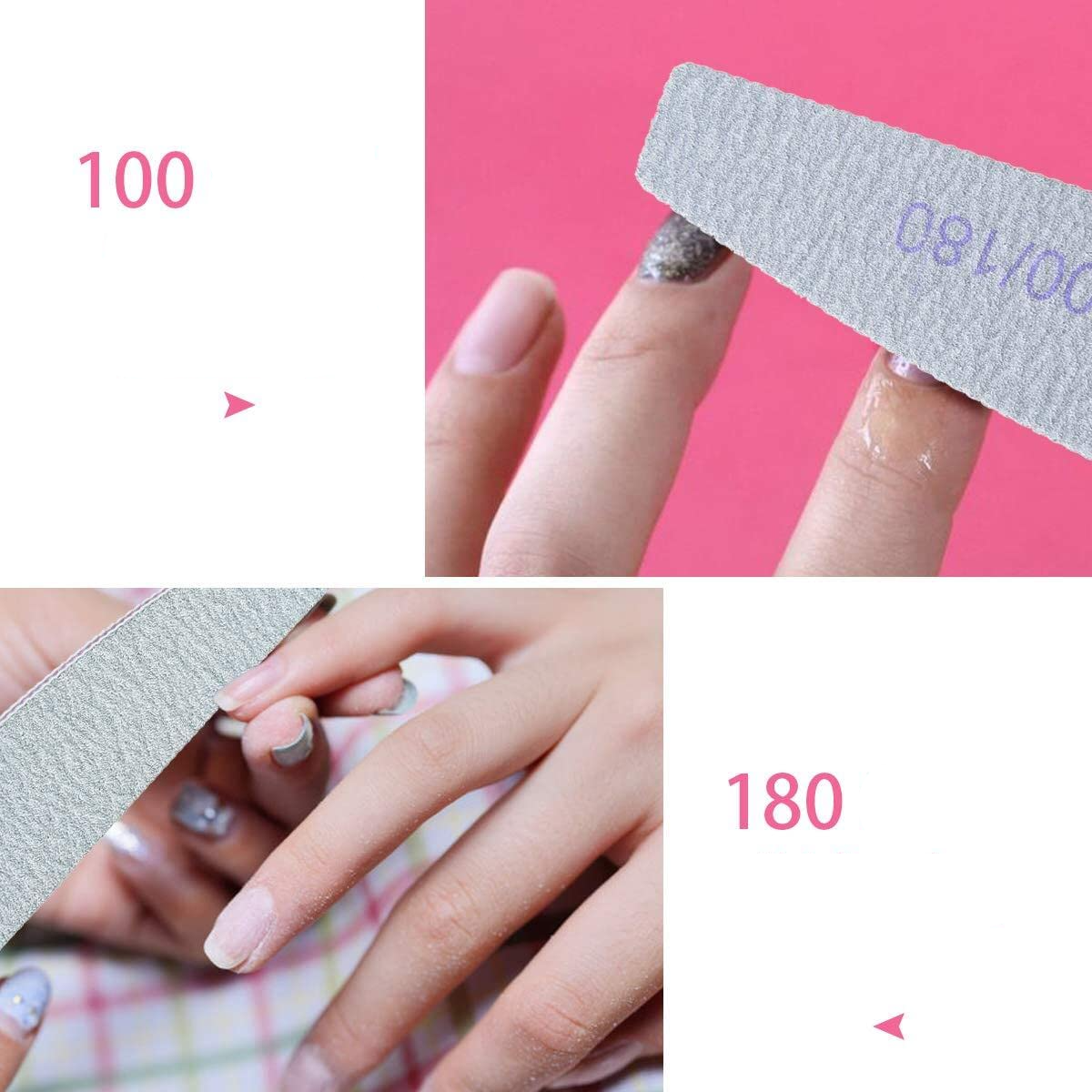 (10er Set) 180x28mm Nagelfeile Formfeile Doppelseitig für die Maniküre / Pediküre 100/180 Körnung - Grau