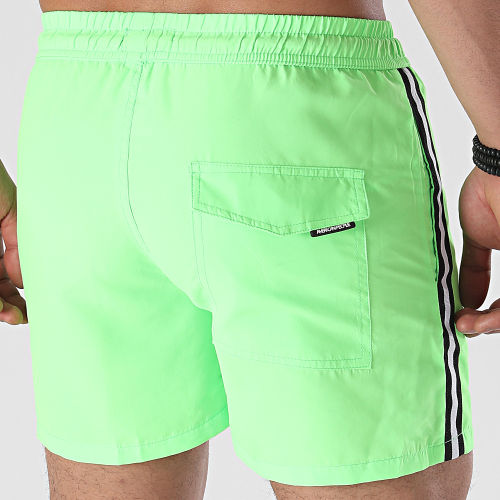 Short De Bain A Bandes Milt Vert Fluo