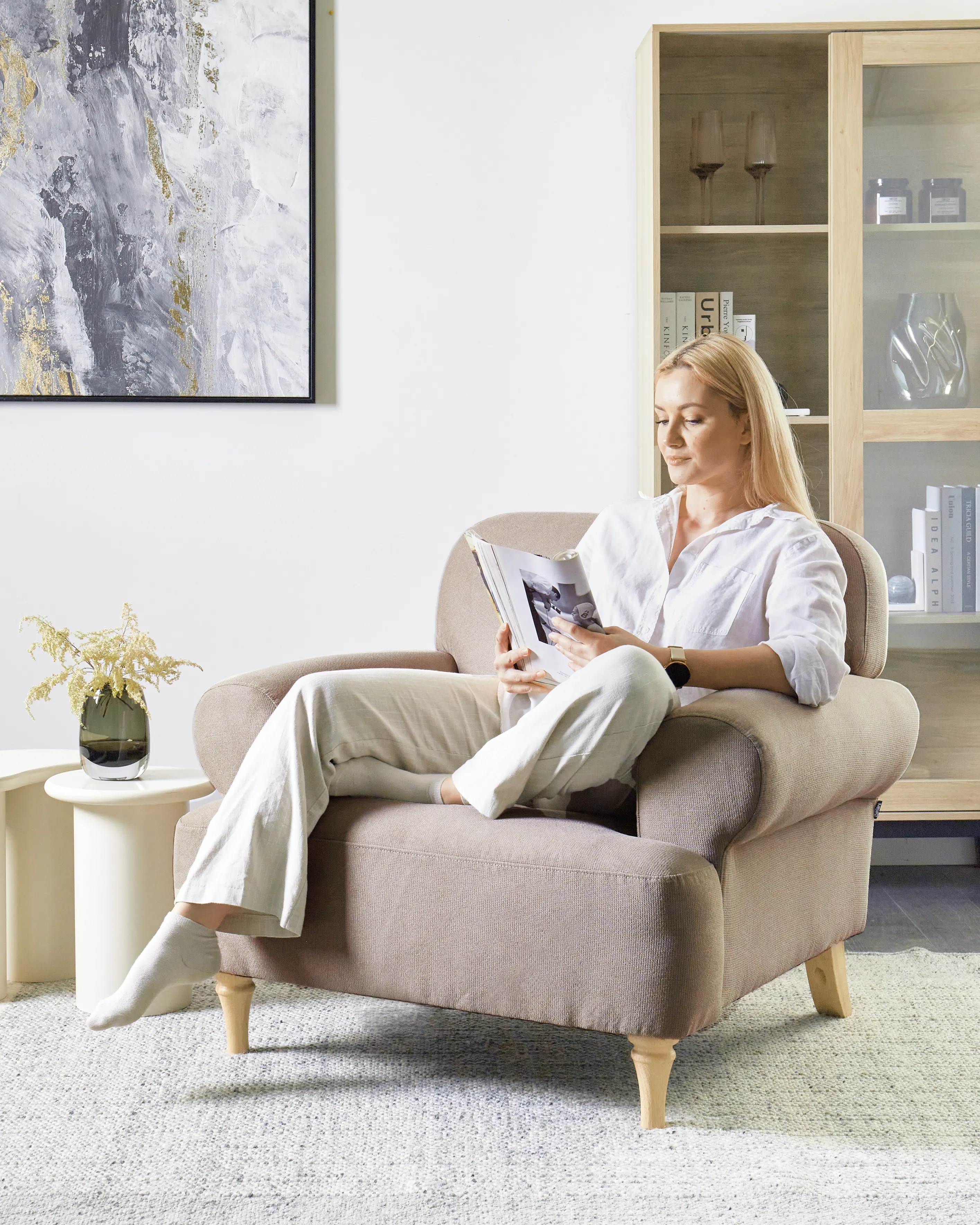 Fauteuil KIBERG Stof Taupe