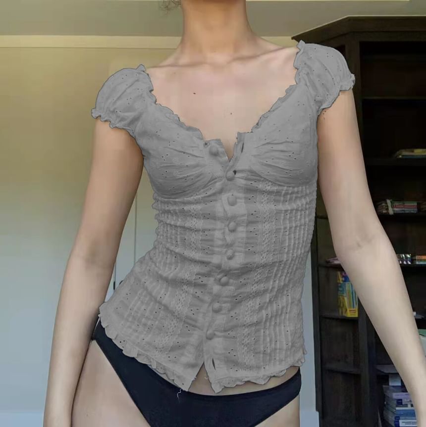 Sensarra - Blouse met ruches en kant