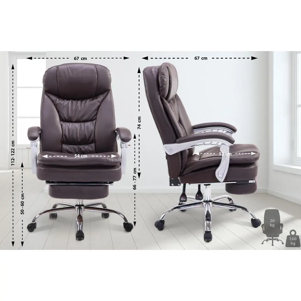CLP Bureaustoel XL Troy chroom Frame - Kunstleer - bruin