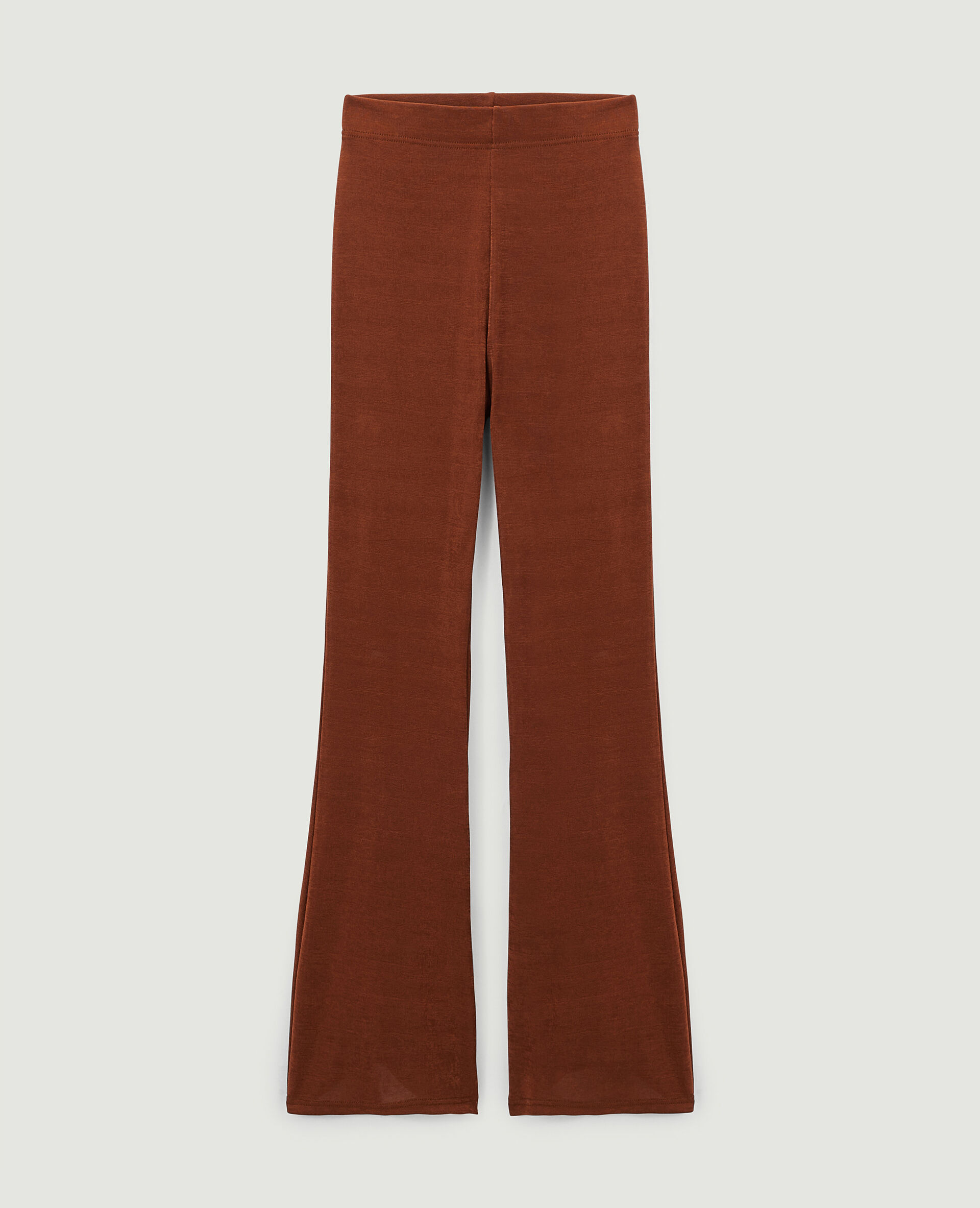 Pantalon flare en tissu fluide - Marron
