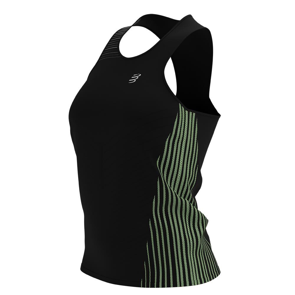 Compressport Performance Hardloopshirt Zonder Mouwen Zwart/Groen Dames