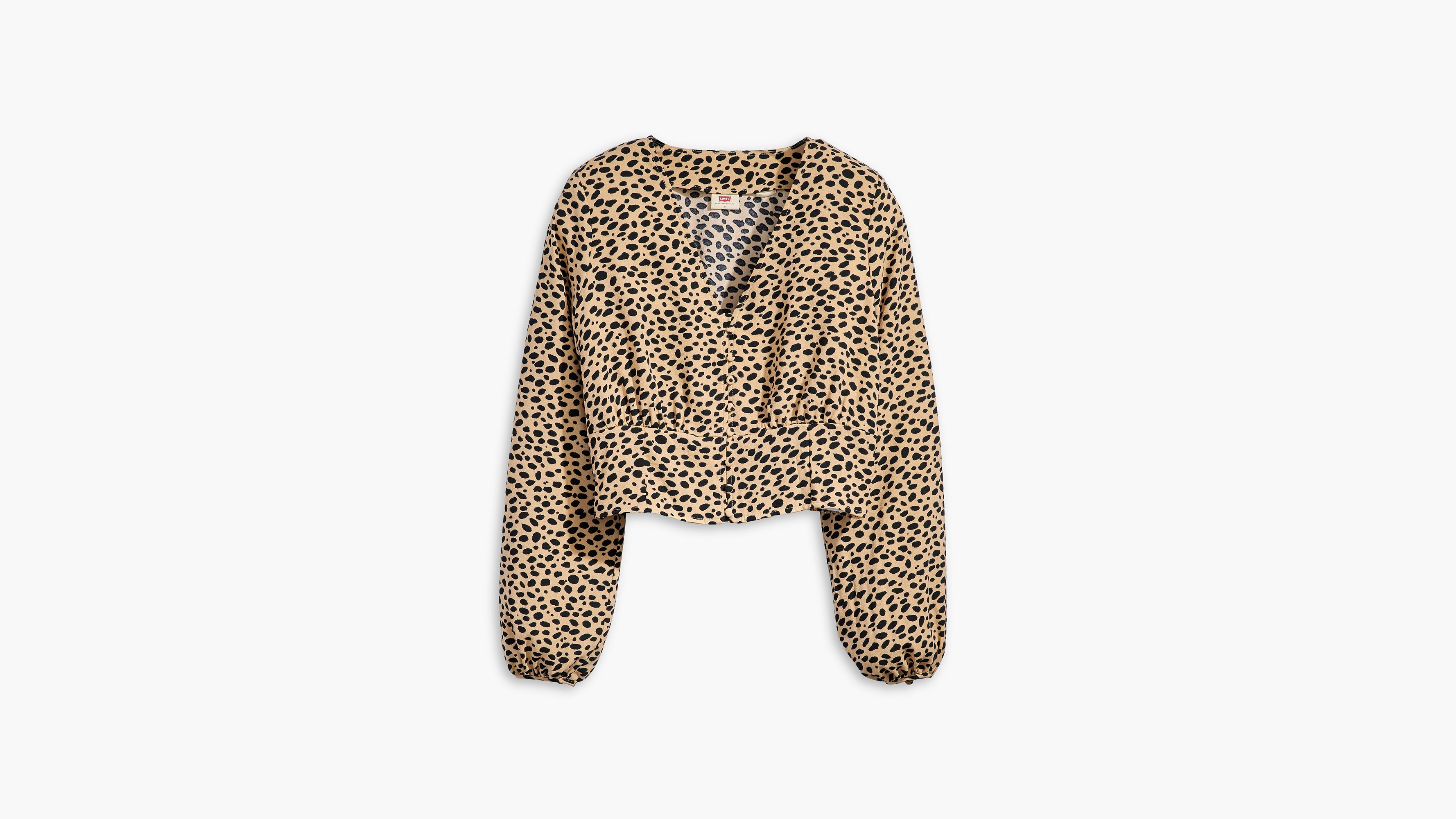 Blouse manche longue Tamara - New Stella Leopard Almond Buff - Multicolore