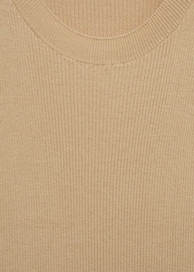 MANGO Ribbed knit top Medium brown