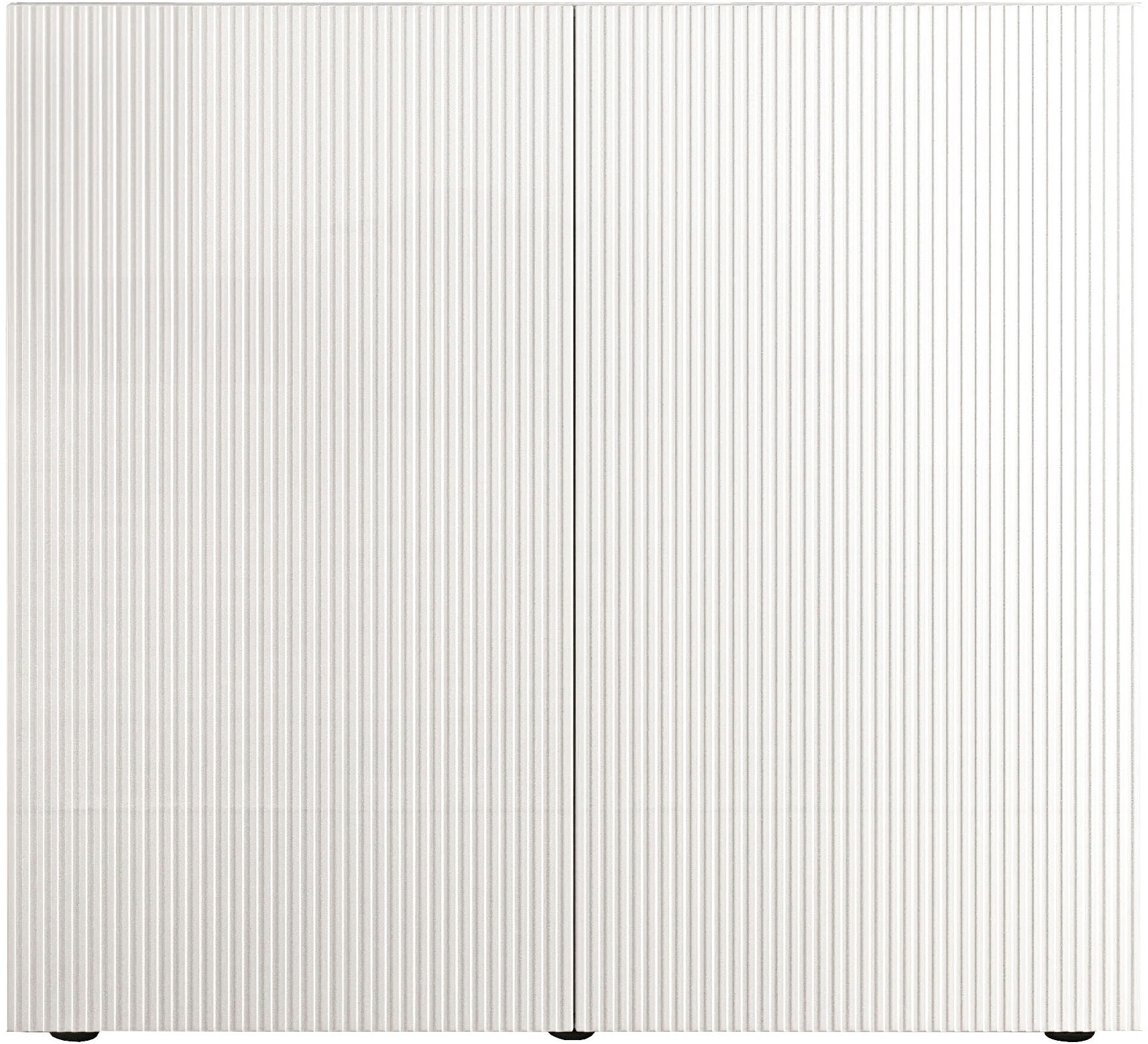INOSIGN Highboard »Rio, Höhe 111 cm, Breite 120 cm, Stauraumschrank, Kommode, 2 Türen,« geriffelte MDF-Fronten, modern u. elegant, viel Stauraum