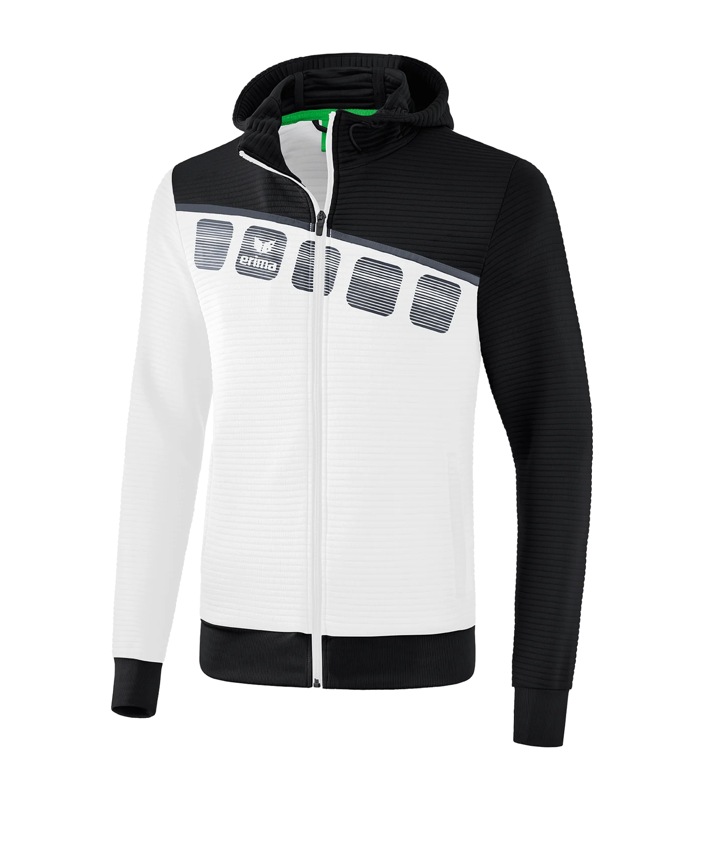Erima 5-C Trainingsjacke Kapuze Kids Weiss Schwarz