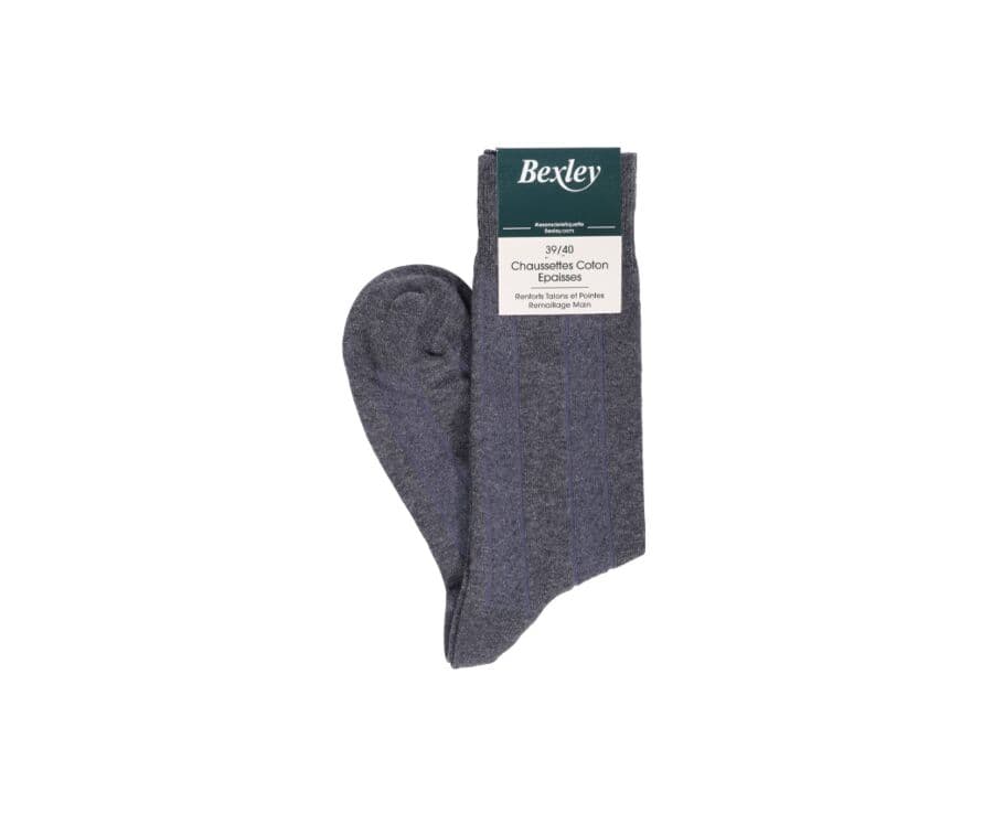 Chaussettes homme épaisses coton rayures Gris anthracite