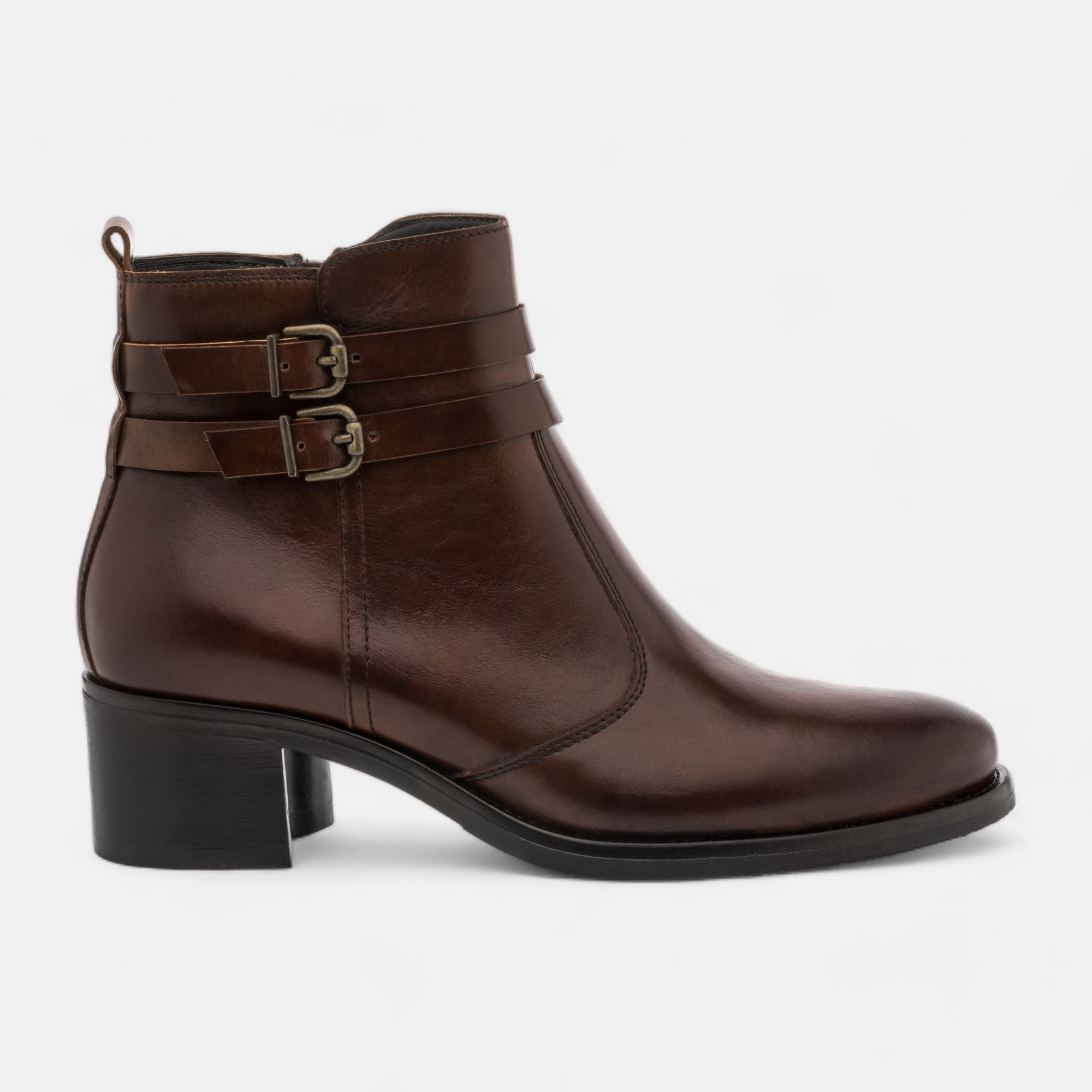 Bottines Femme en cuir cognac