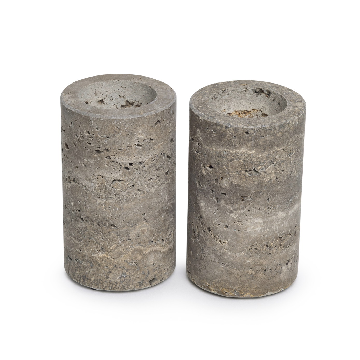 Waxinelichthouder cilinder Titanium Travertine L 6x10cm