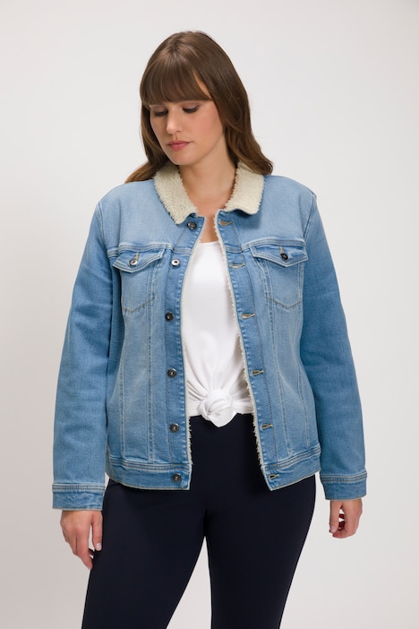 Jeansjacke, Teddyfutter, Hemdkragen