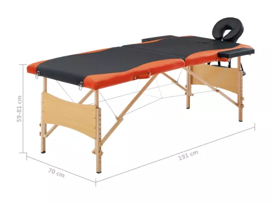 Table de massage pliable bois marron 191 x 70 x 59 cm 02_0001815