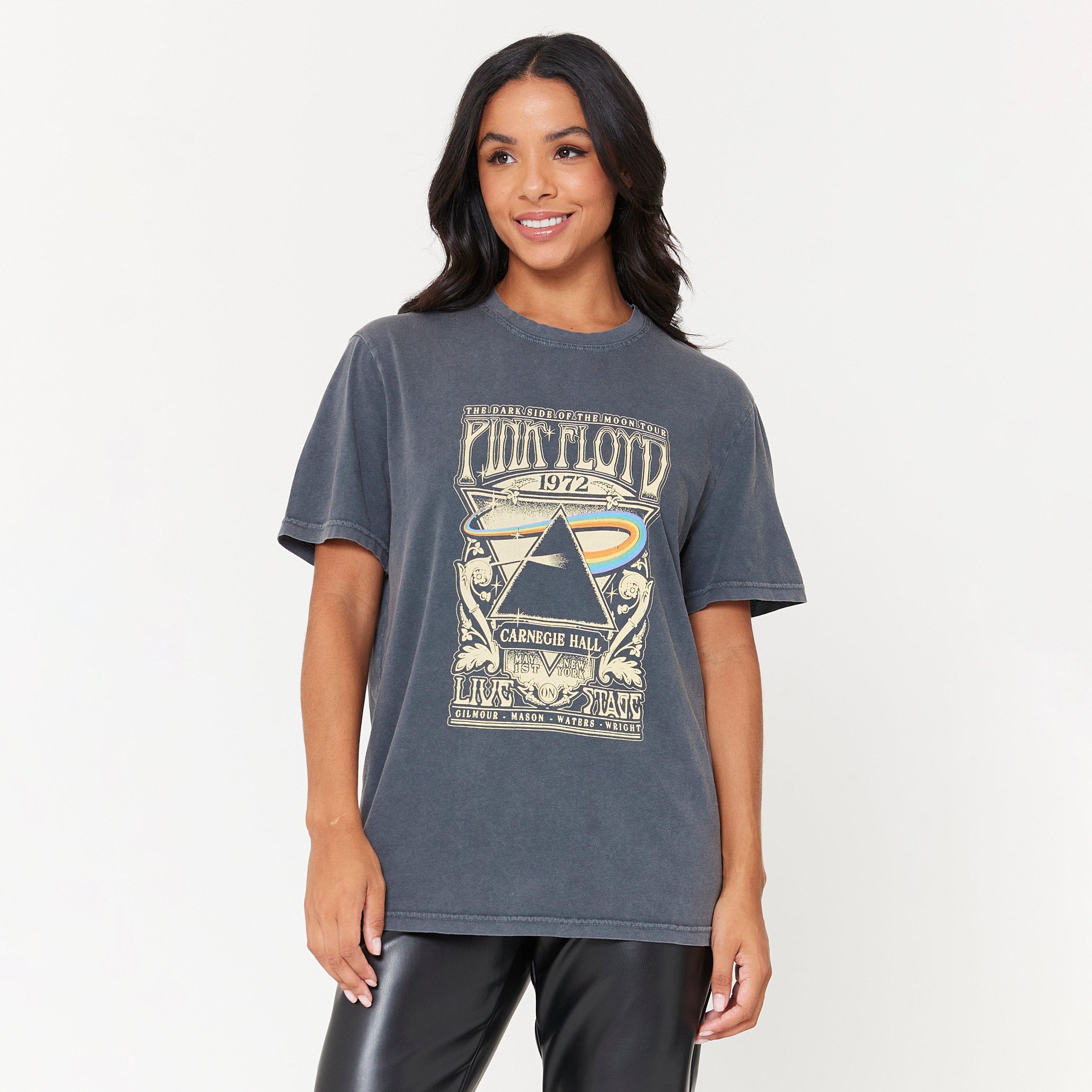 Character Adults Unisex Acid Wash Pink Floyd T Shirt Black