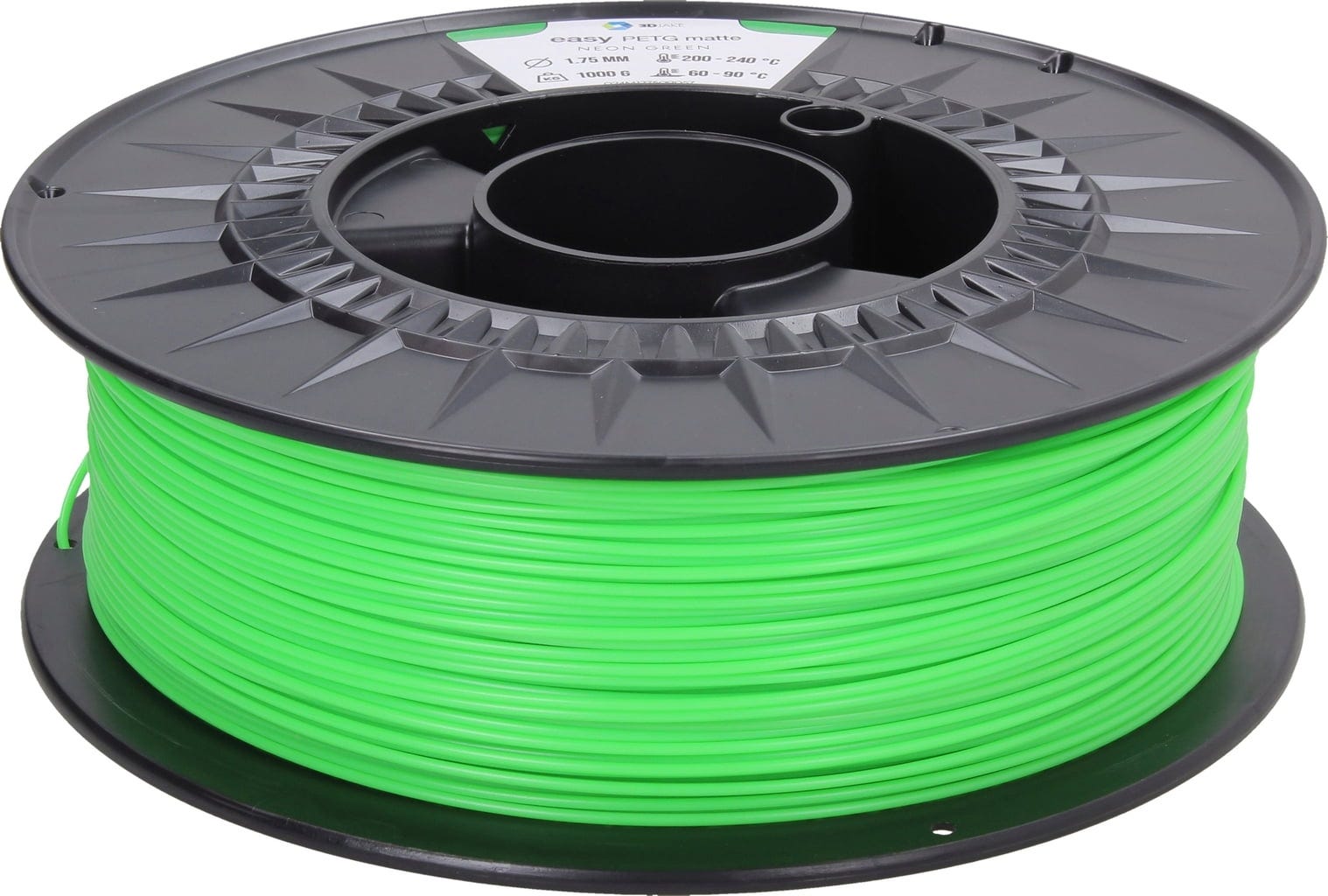 3DJAKE  easyPETG Matte Neon Grün, 1,75 mm / 1000 g    Modifiziertes PETG mit mattem Oberflächenfinish in Neon Grün