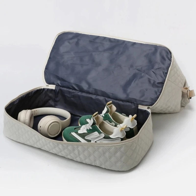 (52x25cm) Stoff Reise Tasche Sporttasche mit Schuhfach   Koffer Lasche - Schwarz