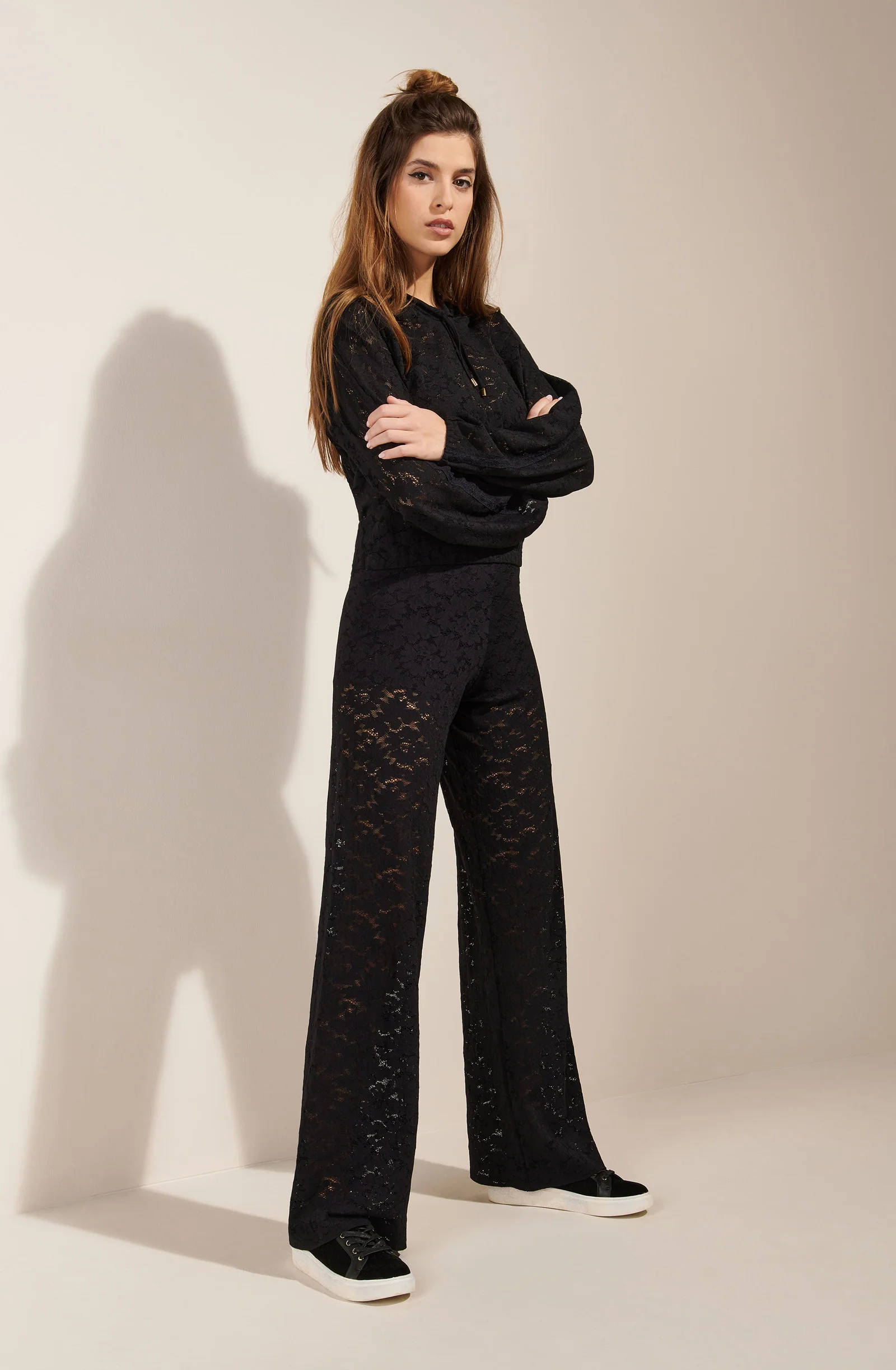 toria Sweat à capuche noir en dentelle Noir