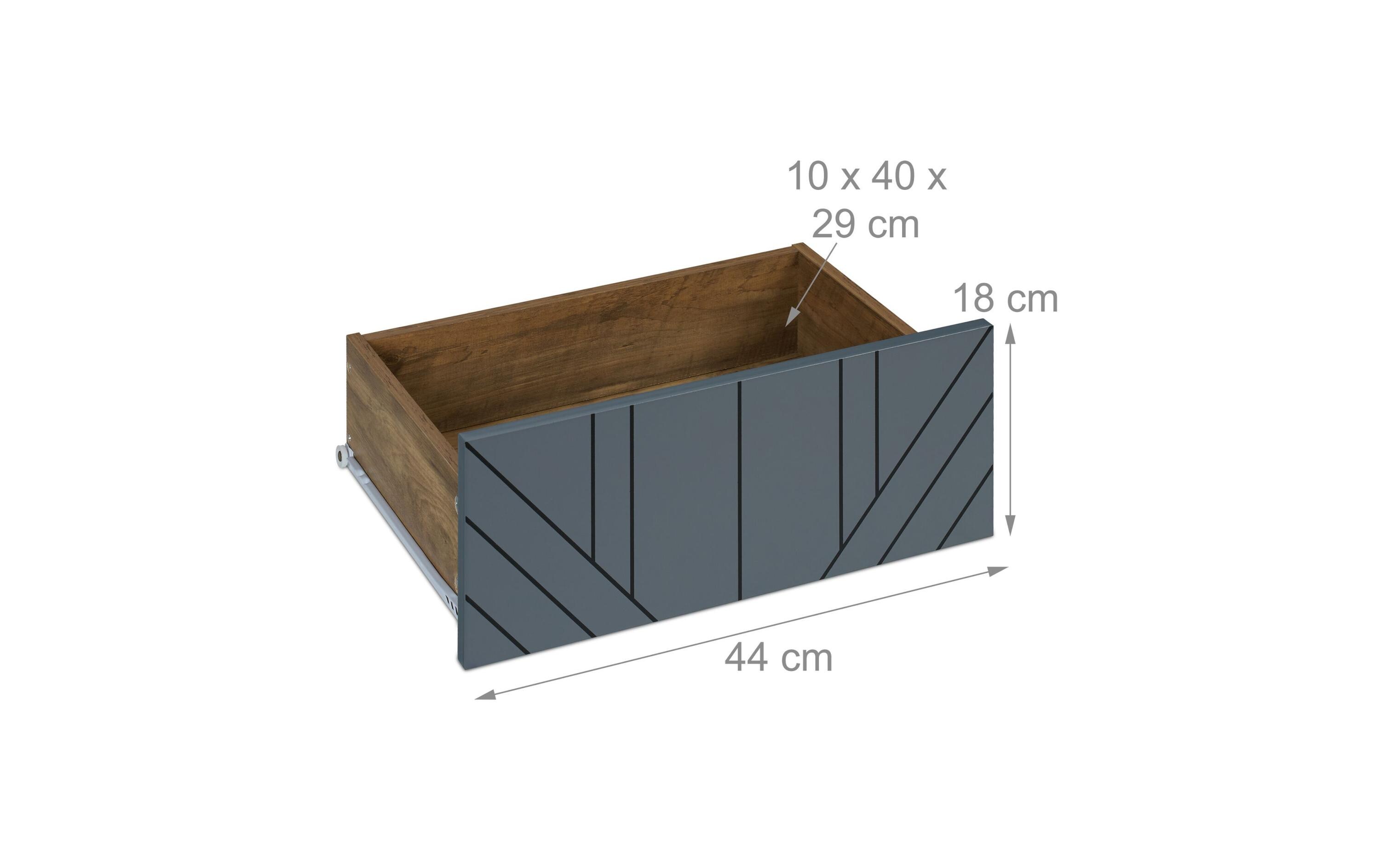Nachttisch mit 2 Schubladen 60 x 48 cm, Grau/NatureNachtschrank