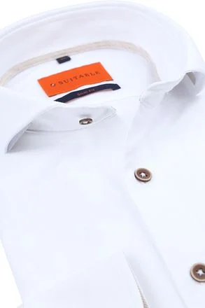 Suitable Herringbone Overhemd Wit 284-1 kopen
