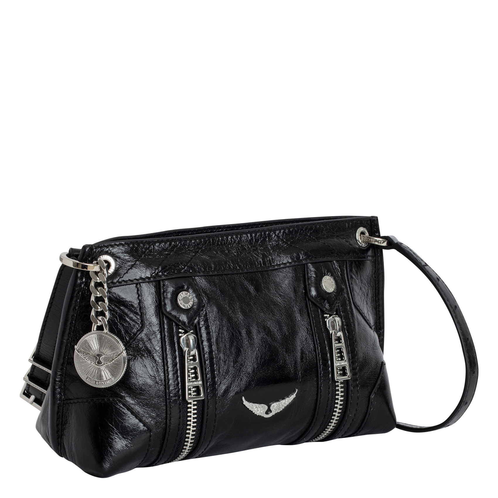 SUNNY MOOD - Sac bandoulière en cuir vernis | Noir