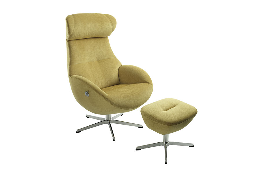 Globe lenestol Tekstil Evita 36 banana og aluminium understell med svingretur.