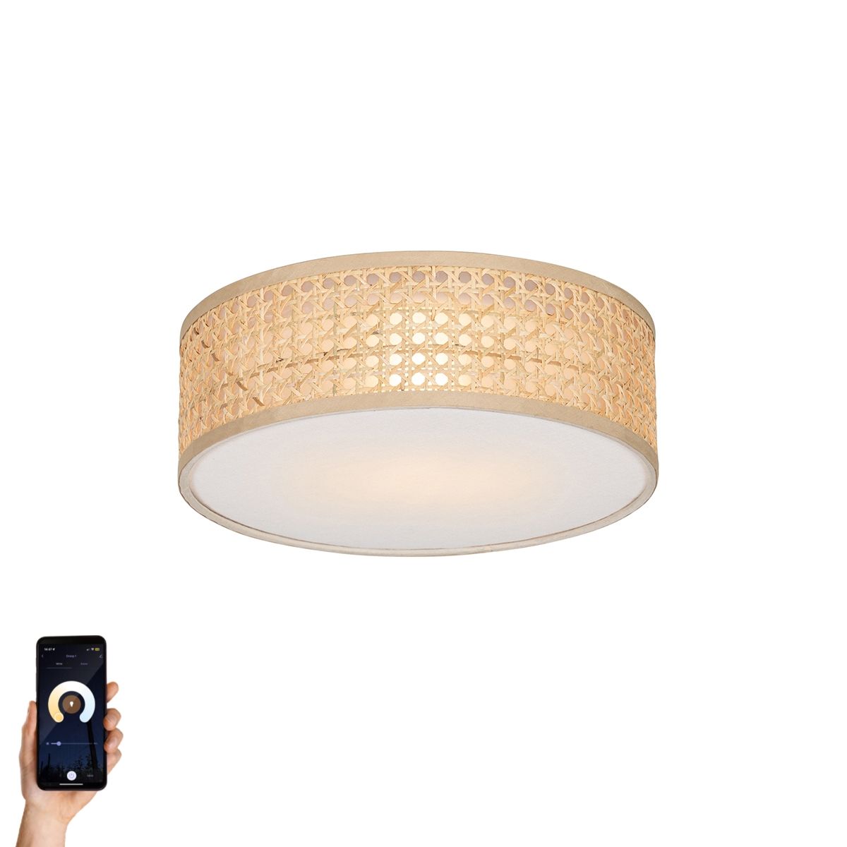 Smart plafondlamp rotan 30 cm incl. Wifi A60 - Tromma