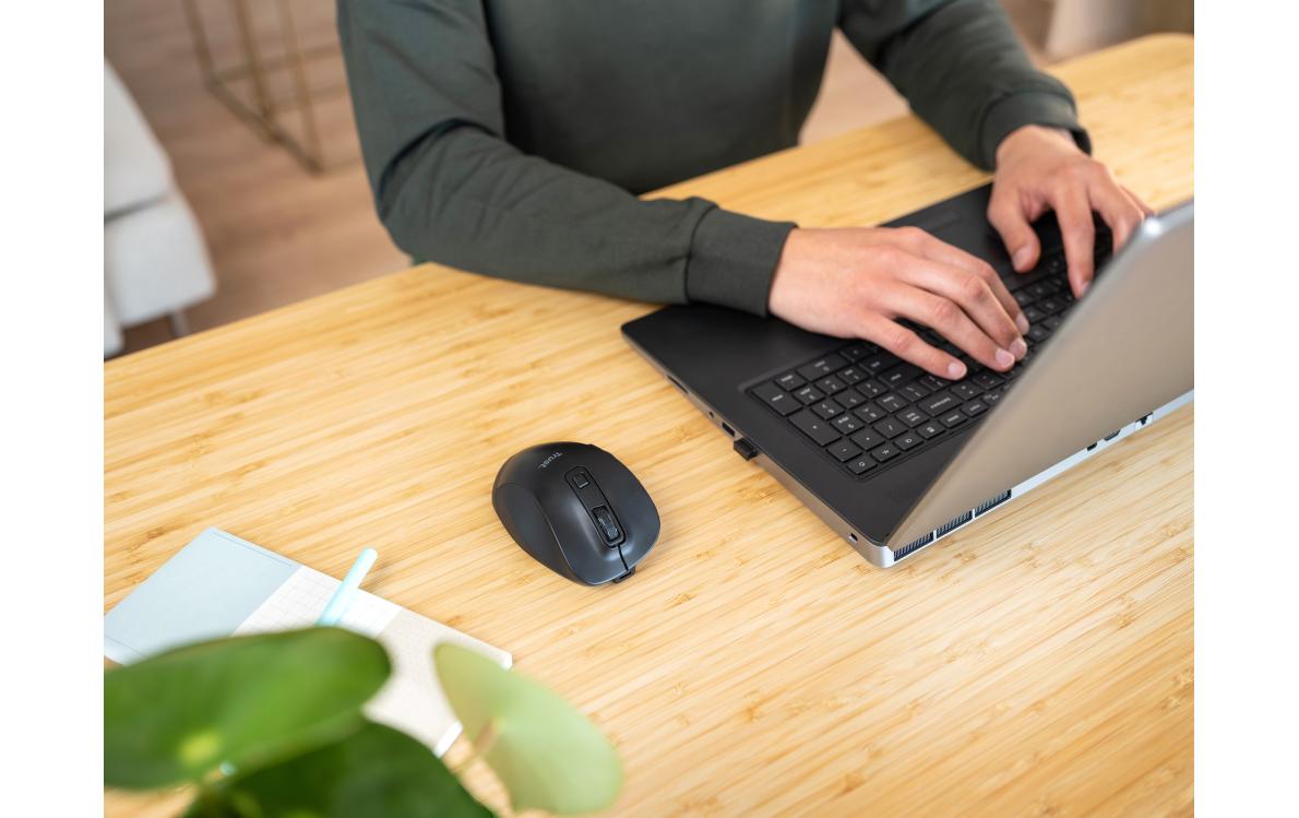 Ergonomische Maus Fyda Rechargeable SchwarzWiederaufladbare Funkmaus mit geschwungenem Design