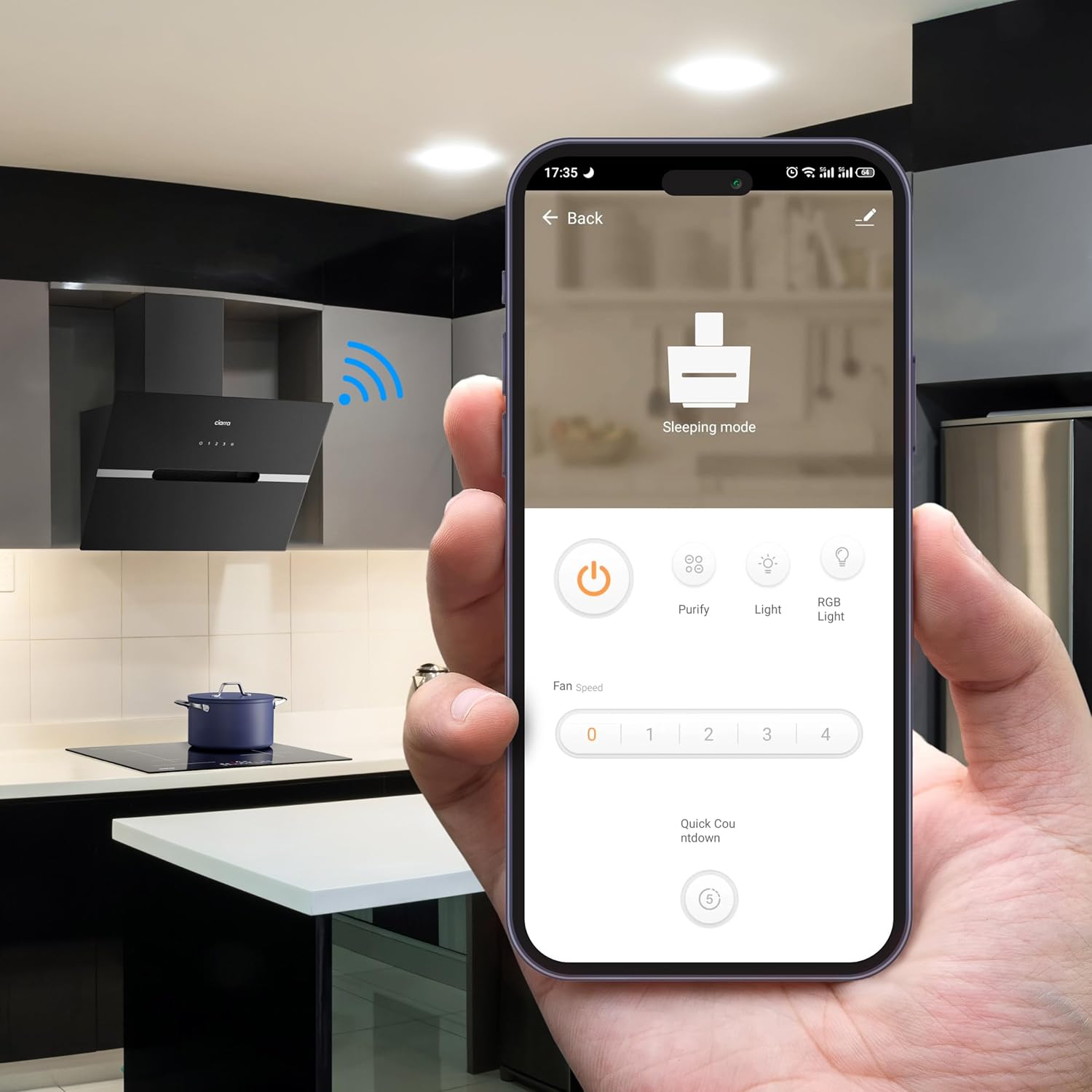 CIARRA CBCB6736F A+++ Dunstabzugshaube 60cm Umluft Kopffreie Schräghaube 650m³/h Wi-Fi App Touch-Bedienung Booster Abluft Dunstabzug LED-Beleuchtung mit CBCF003 Kohlefilter Schwarz
