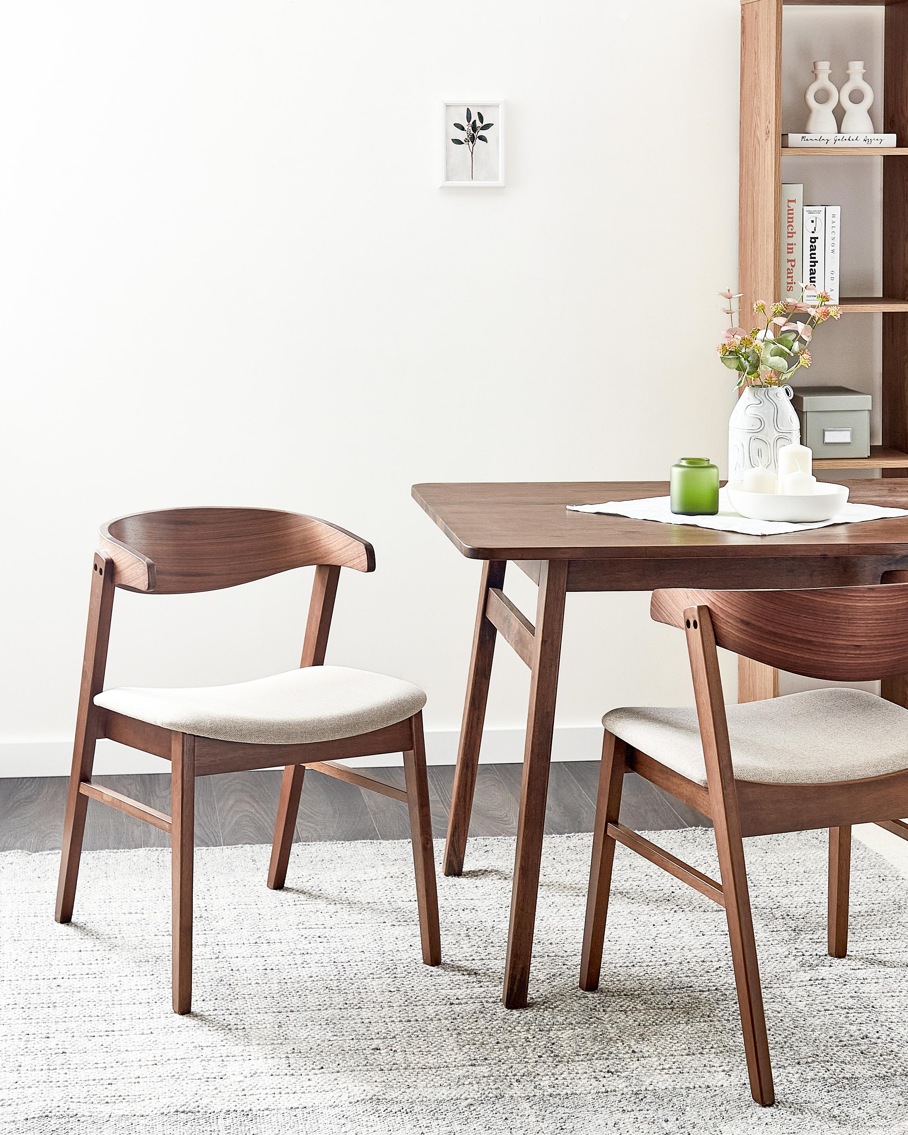 Set van 2 eetkamerstoelen LILLY Donkerbruin/beige