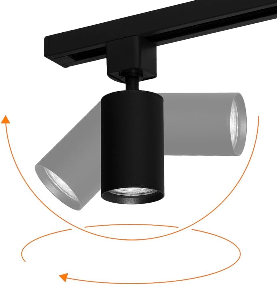 QUB FOCUS III – Spotbalken, 6-flammig – Schienensystem für Innenbeleuchtung, Komplett-Set mit 6 Spots für GU10 Leuchtmittel und 4 Schienen à 1 m = 4 m – Schwarz