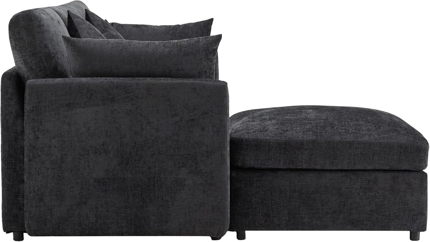 Merax Ecksofa L-Form Modulares 3-Sitzer Sofa mit umwandelbarem Fußhocker, Chenille-Stoff, Premium Komfort, Raumsparend & Wandelbar,Grau