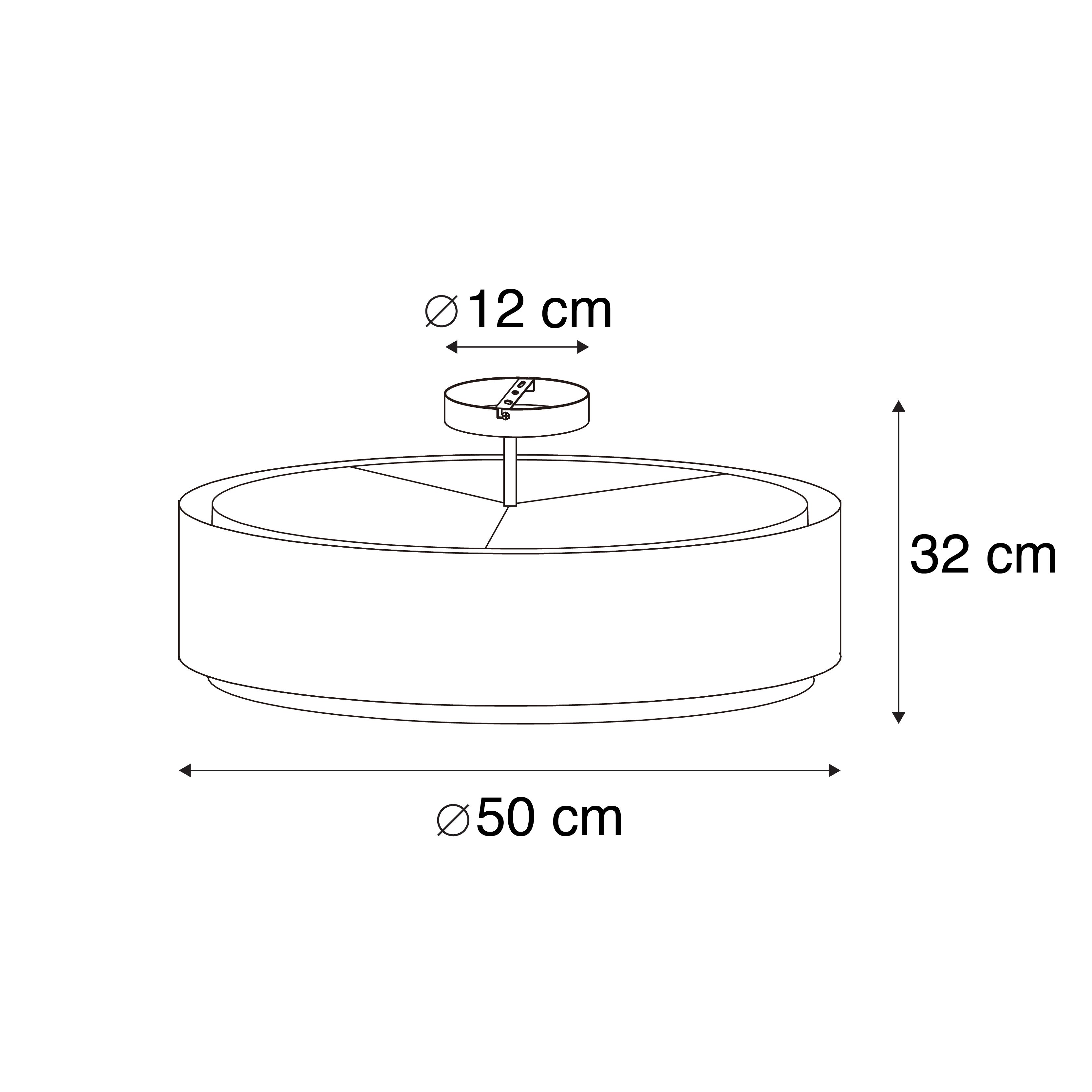 Moderne plafondlamp zwart met wit 50 cm 3-lichts - Drum Duo