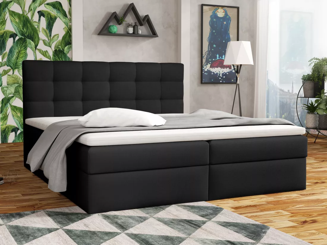 LIT BOXSPRING avec coffre de lit Glame 140x200 cm, Soft 11 (Noir)