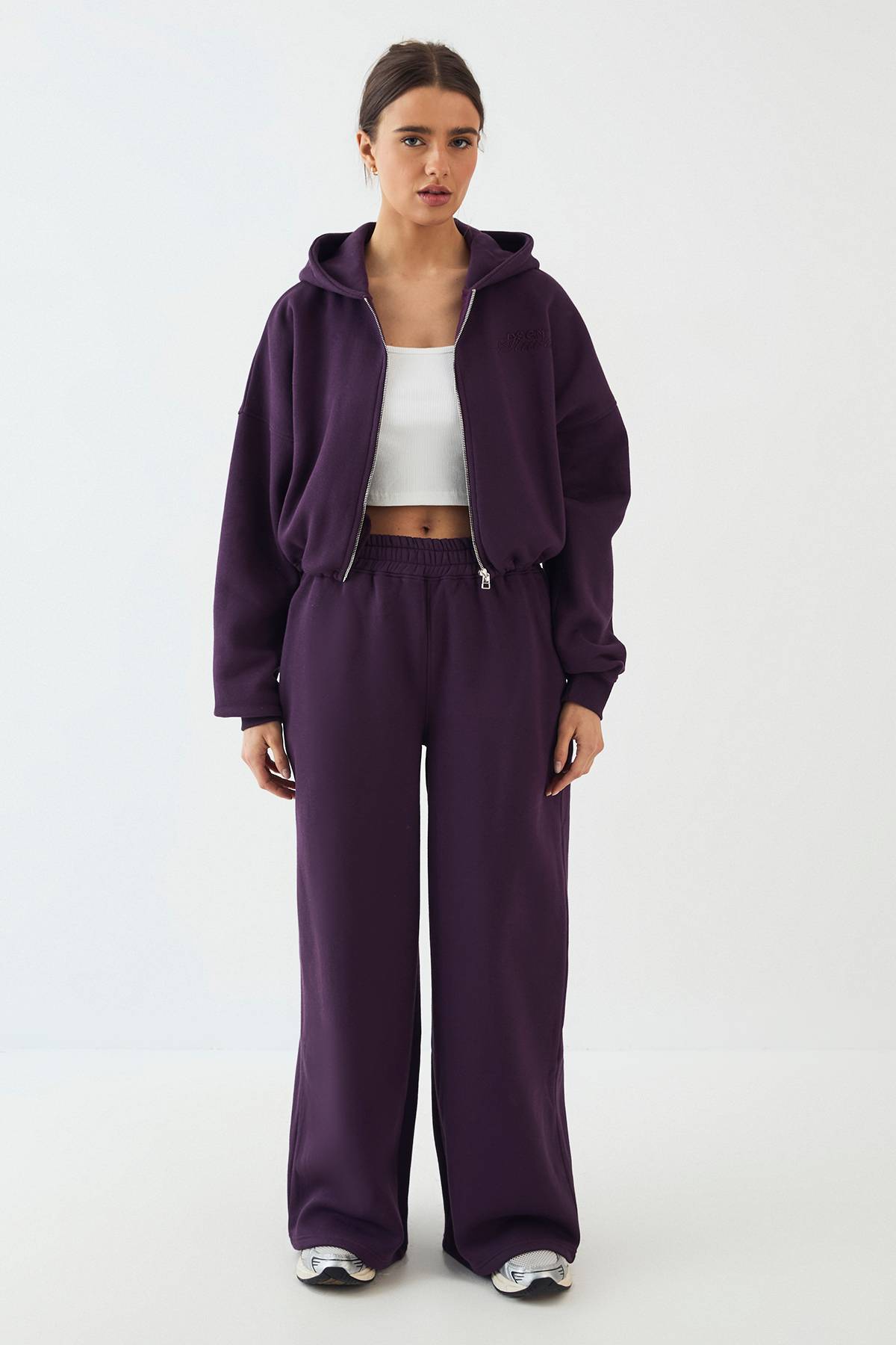 Sweat à Casynthétiqueche Zippé DSGN Studio en Éponge avec Appliqué Coupe Ample