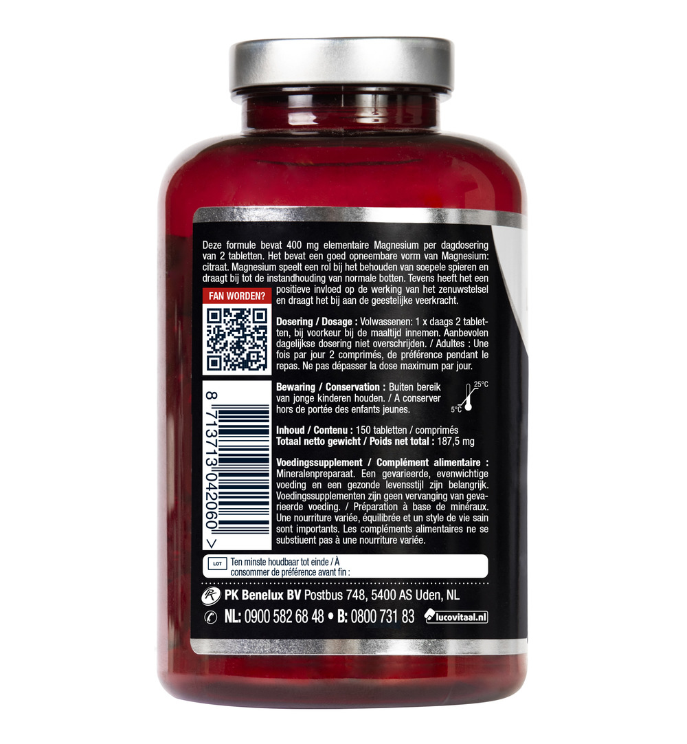 Lucovitaal Magnesium Citraat 400mg (150 tabletten)