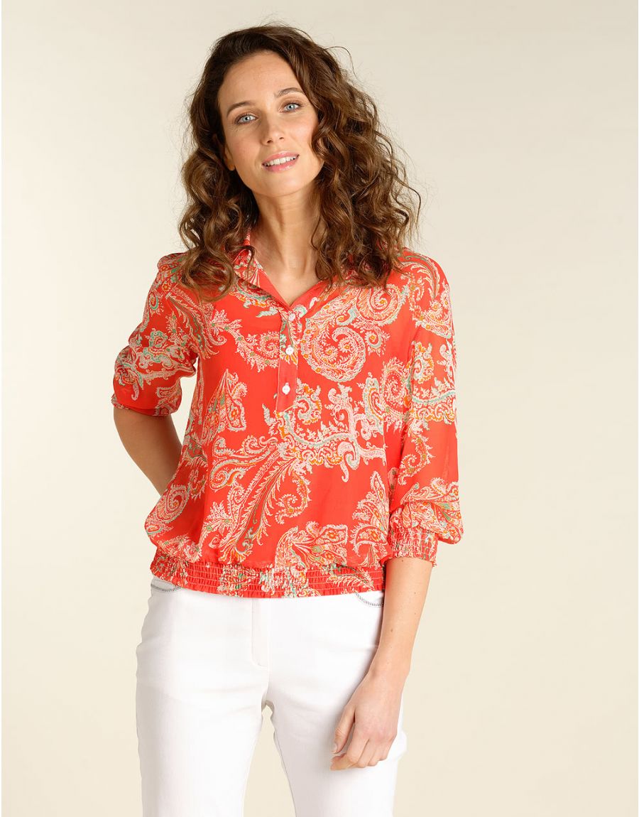 Blouse corail imprimée