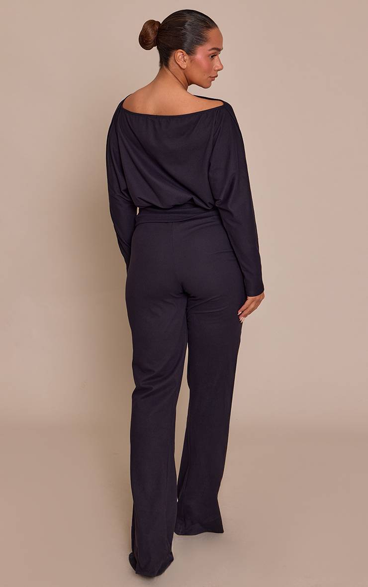 Noir Pantalon Shape À Devant Croisé En Tissu Doux Au Toucher
