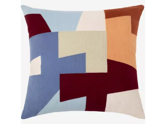 HABITAT - Coussin brodé en coton - 45 x 45 cm - Motif patchwork - Design by Floriane Jacques - Tangram